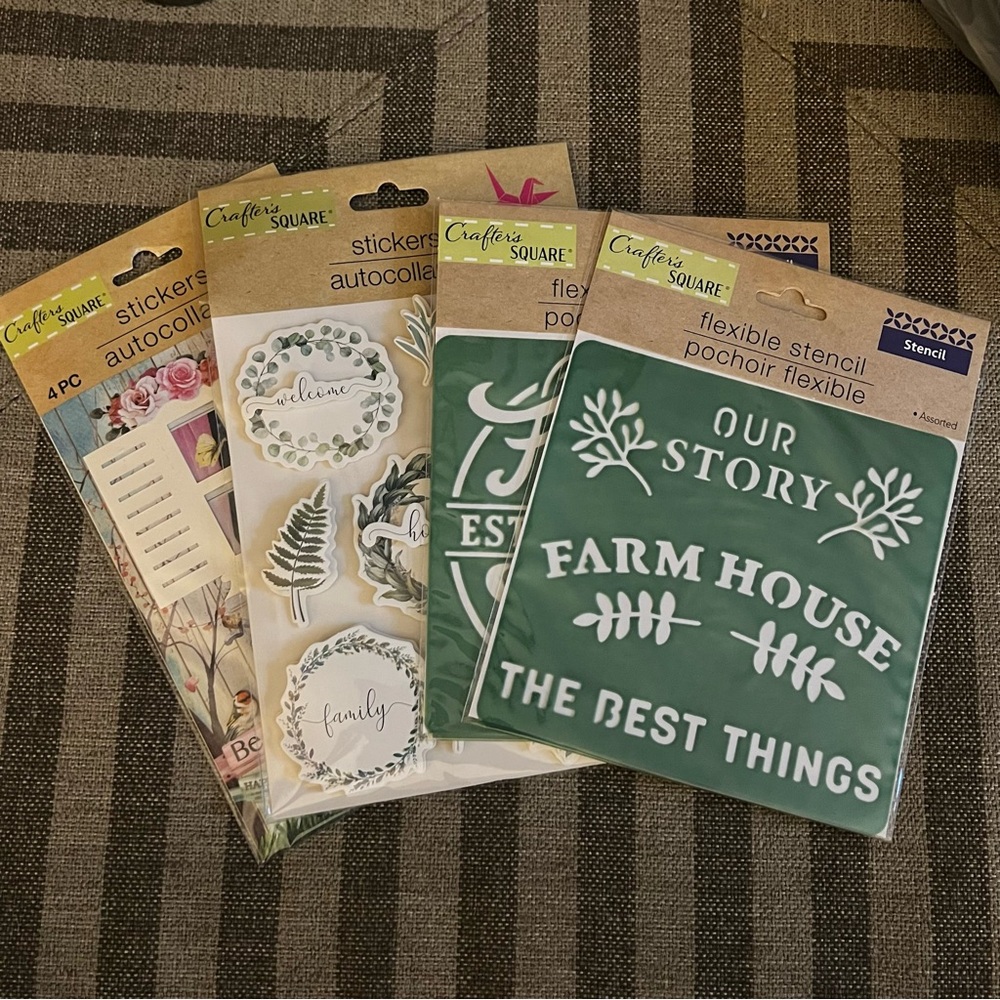 Farmhouse, Home Design Sticker and Stencil Set - Green and White